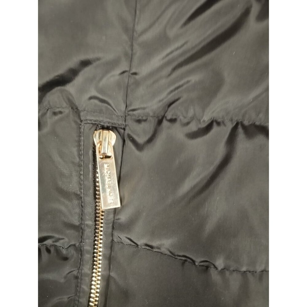 Michael Kors Women S Black Long Puffer Jacket Quilted Gold Hardware Logo - Picture 3 of 5